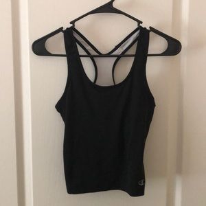 Black Athletic workout tank with built-in bra